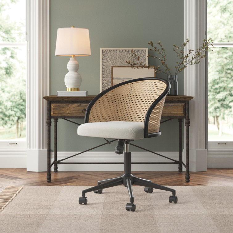 Rattan swivel desk online chair